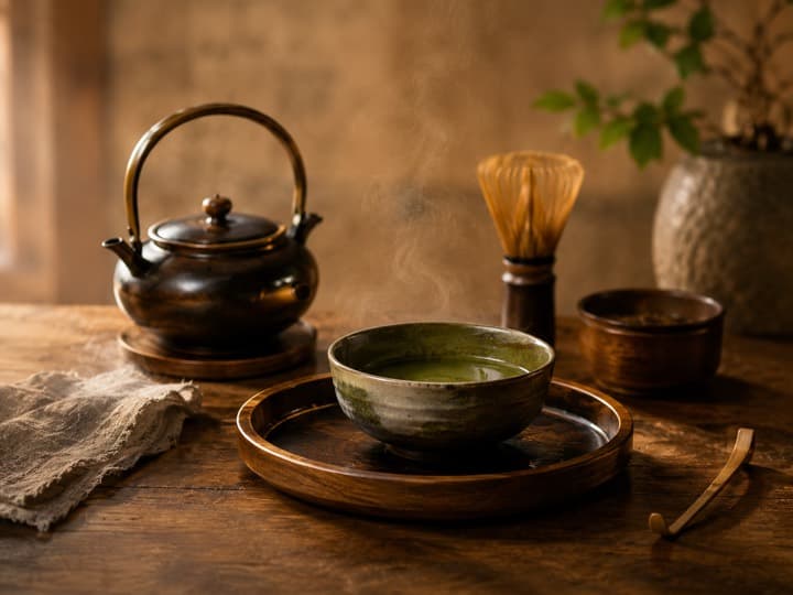A quiet tea setting with pot and bowl